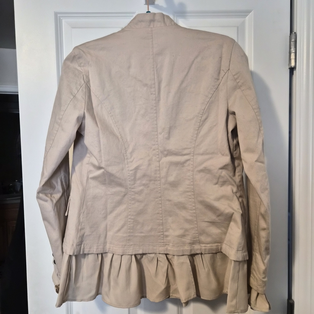 Free People Women's Ruffled Button-Front Draped Romance Jacket In Natural - Picture 2 of 10